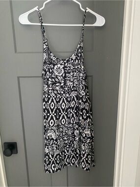 Mossimo Supply Co. Black and White Printed Spaghetti-Strap Mini Dress